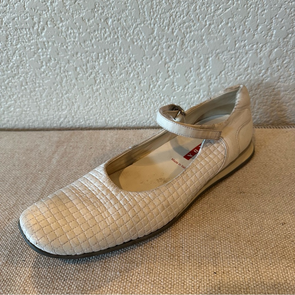 Prada Sport White Leather Mary Jane Left Shoe - Picture 3 of 14